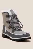 Mia Misha Fur Trim Lace Up Boot - Gray