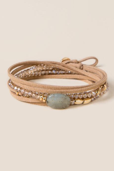 Francesca's Bryn Suede Necklace And Wrap Bracelet - Blush
