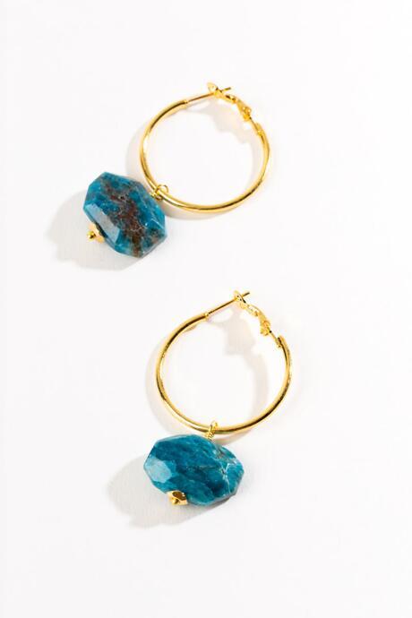 Francesca's Charlee Stone Drop Hoops - Green