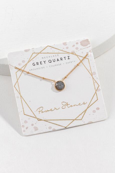 Francesca's Power Stone Semi-precious Pendant Necklace - Gray