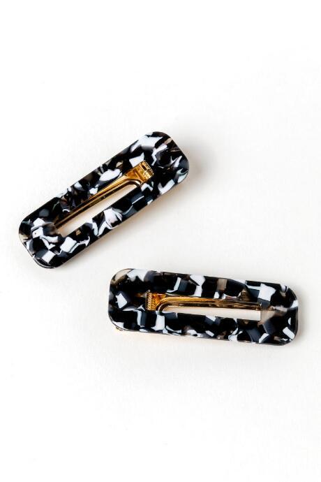 Francesca's Ann 2pk Rectangle Barrettes - Black