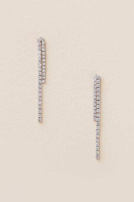 Francesca's Maribella Linear Drop Earring - Silver