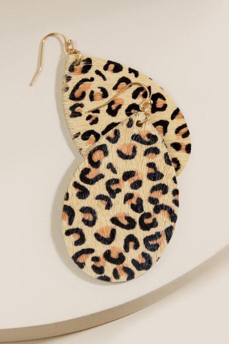 Francesca's Hallie Leopard Teardrop Earrings - Leopard