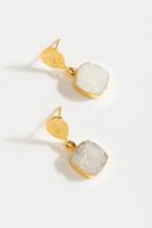 Women's Nova Hammered Druzy Drop Earrings In White By Francesca's - Size: One Size