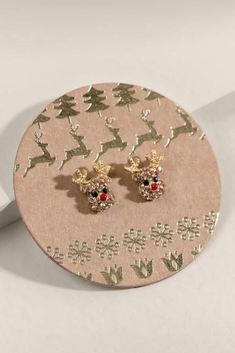 Francesca's Reindeer Stud Earrings - Gold