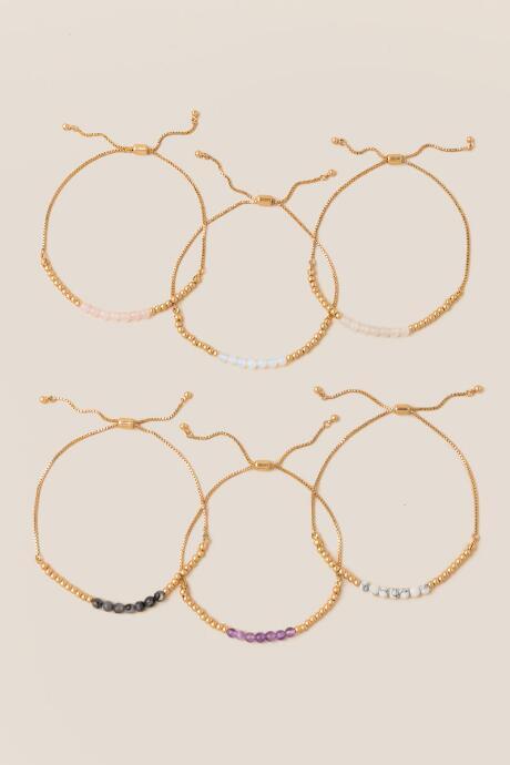 Francesca's Shay Semi Precious Pull Tie Bracelet - Purple