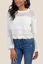 Francesca Inchess Richelle Crochet Pullover Sweater - Ivory