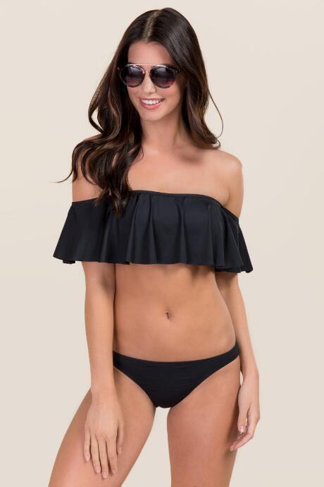 Francesca's Mila Rouched Back Hipster Swimsuit Bottoms - Black