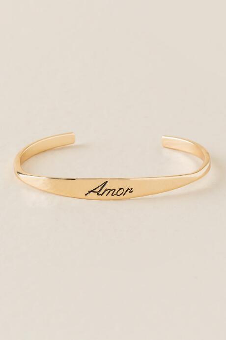 Francesca's Amor Brass Cuff Bracelet - Gold