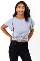 Francesca's Addy Flutter Sleeve T-shirt - Heather Gray