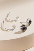 Francesca's Linda Stud & Hoop Set - Black