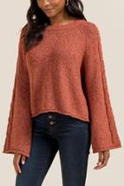 Francesca's Tawny Bell Sleeve Sweater - Tortoise
