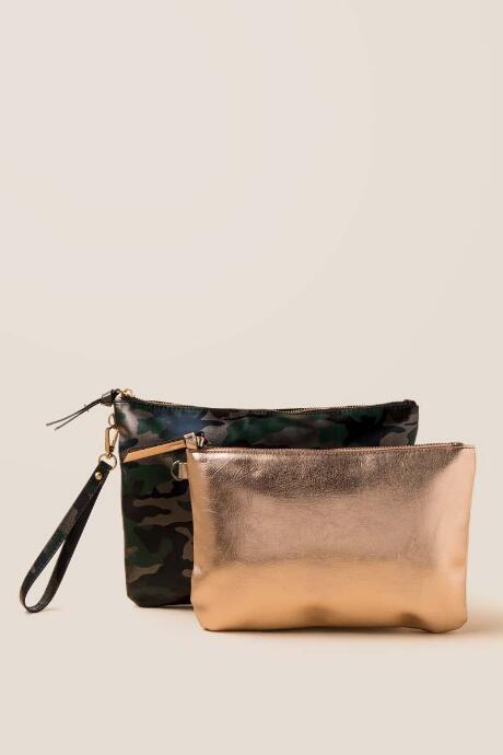 Francesca's Alma Zip Pouch Set - Rose/gold