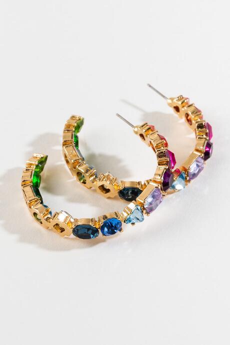 Francesca's Kimberly Rainbow Stone Hoops - Multi