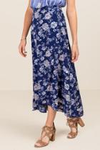 Mi Ami Zulema Floral Wrap Skirt - Navy