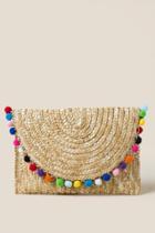 Francescas Philippa Multi Pom Clutch - Natural