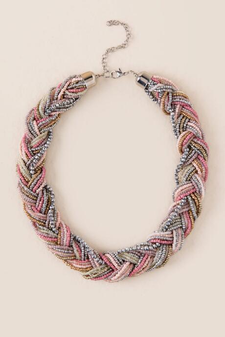 Francesca's Jillian Braided Seedbead Necklace - Light Blue