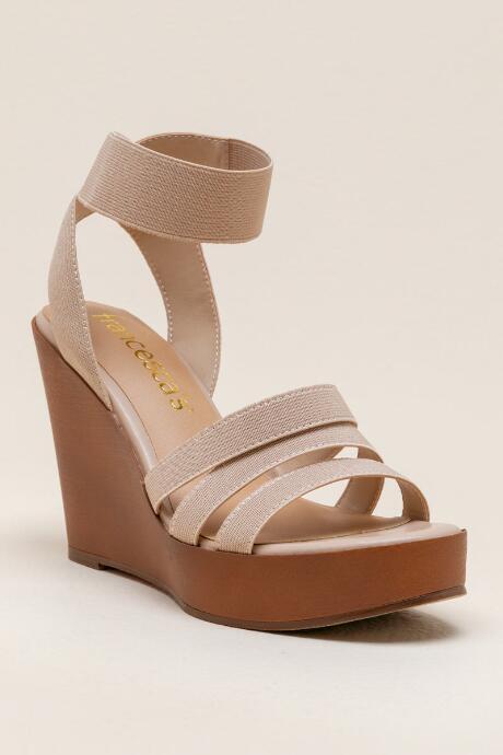 Francesca Inchess Bella Elastic Strap Wedge - Blush