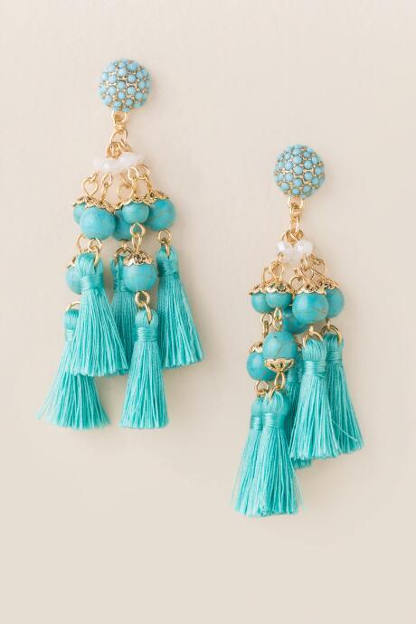 Francesca's Jana Mini Tassel Earrings - Turquoise