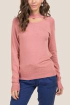 Francesca's Lauren Choker Neck Fine Sweater - Pink