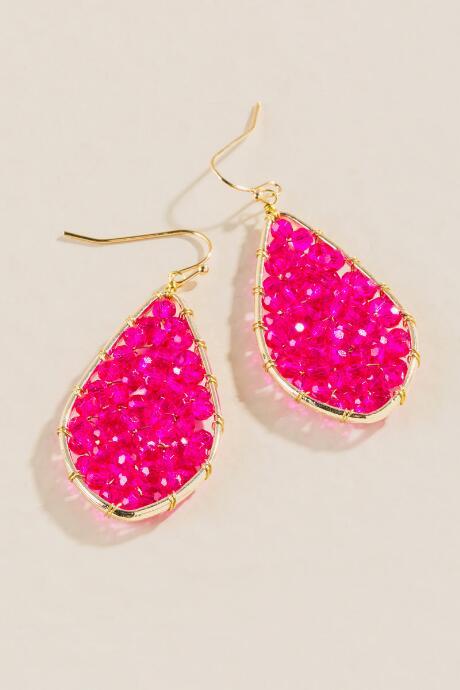 Francesca's Mariam Neon Pink Beaded Earrings - Neon Pink