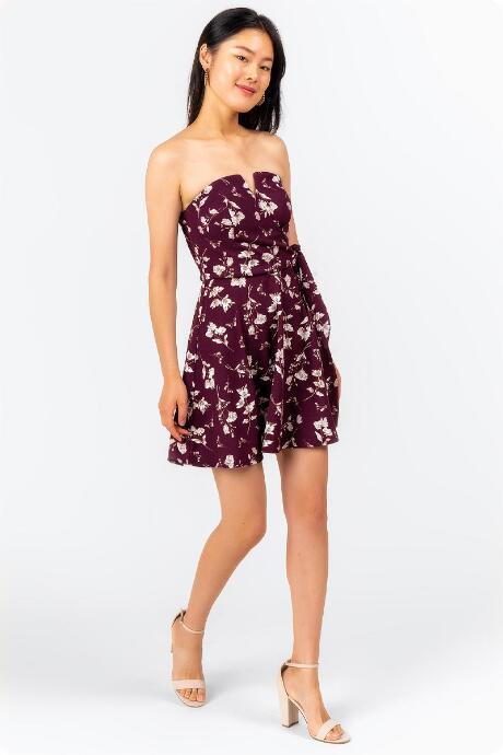 Francesca's Cynthia Strapless Fit & Flare Dress - Burgundy