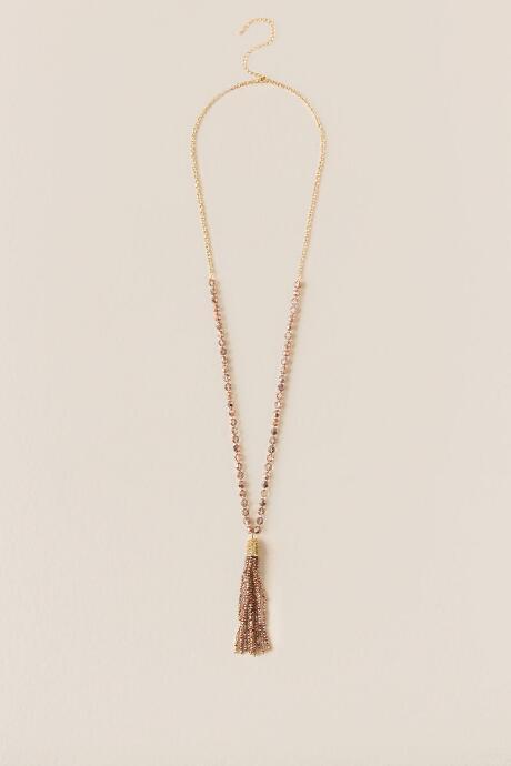 Francesca Inchess Juliana Beaded Tassel Necklace In Rose Gold - Rose/gold