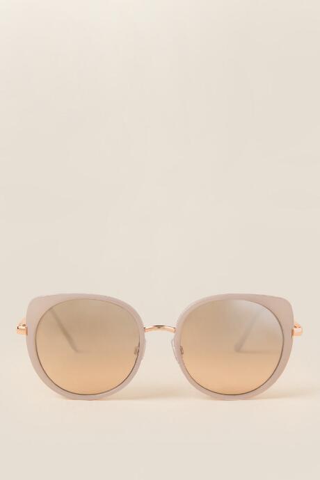 Francesca's Blair Rounded Lens Cat Eye Sunglasses - Rose/gold