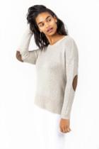 Francesca's Micah Elbow Patch Sweater - Heather Gray