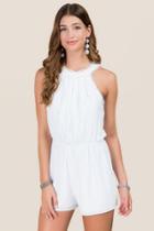 Blue Rain Regina Scallop Trim Romper - White