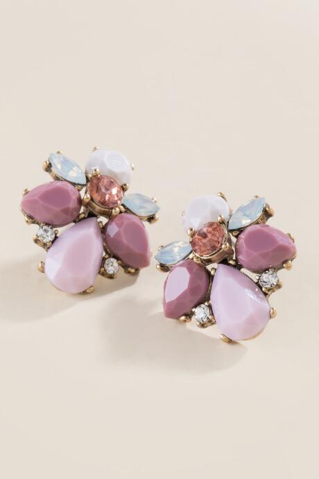 Francesca's Natalie Statement Stud Earrings - Mauve