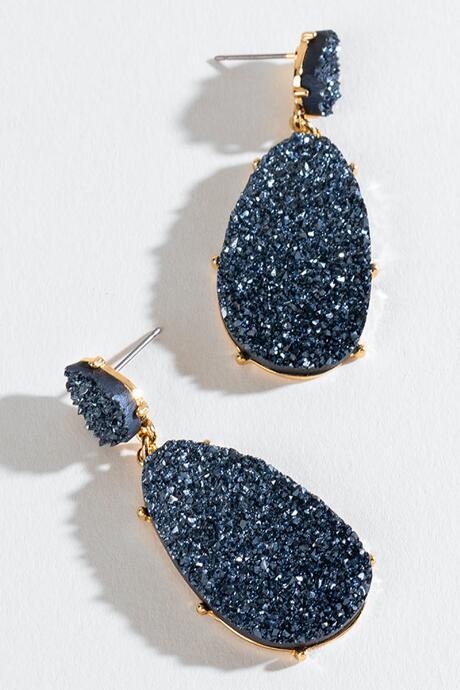 Francesca's Bea Druzy Statement Earrings - Navy