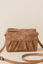 Francesca's Xena Ruffled Crossbody Wallet - Cognac