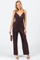 Francesca's Zoie Glitter V-neck Jumpsuit - Black