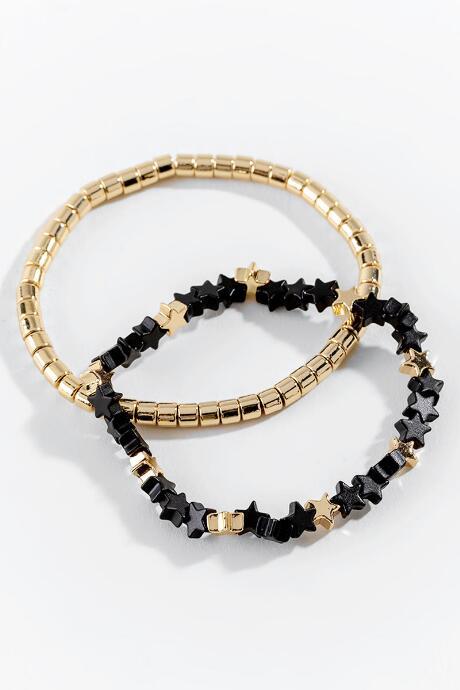 Francesca's Jayla Beaded Star Bracelet Set - Black