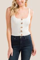 Francesca's Cicely Button Front Sweater Tank - White