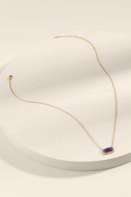 Francesca's Erica Semi-precious Bar Pendant Necklace - Purple