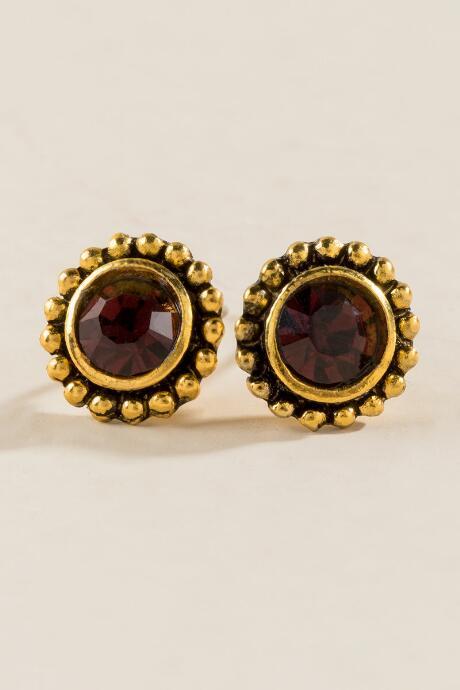 Francesca Inchess Marden Wine Crystal Studs - Burgundy