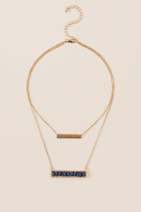 Francesca's Kristen Layered Druzy Necklace - Navy