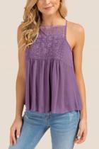 Francesca Inchess Natalia High Neck Lace Bust Tank Top - Vintage Purple