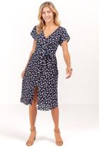 Francesca's Jordie Button Floral Dress - Navy