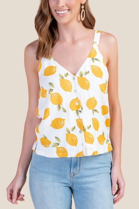 Francesca's Nicolette Button Front Tank Top - Ivory