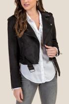 Francesca's Bryn Faux Suede Classic Moto Jacket - Black