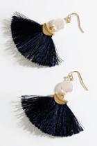 Francesca's Ella Pearl Tassel Earrings - Navy