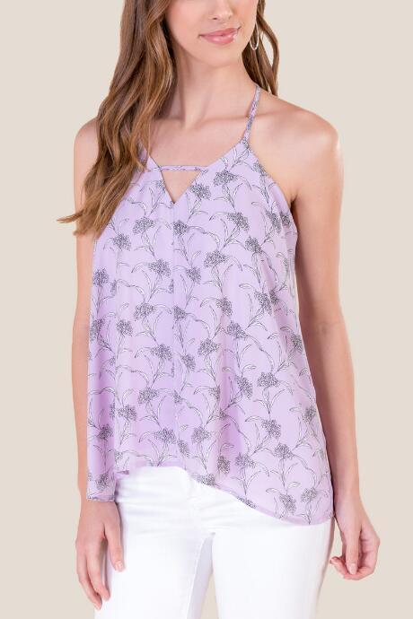 Francesca's Caroline Floral Tank Top - Lavender