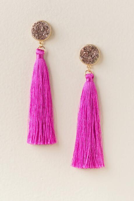 Francesca Inchess Madelyn Druzy Tassel Earrings In Pink - Pink