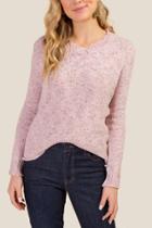 Francesca's Ellie Chenille V Neck Sweater - Blush