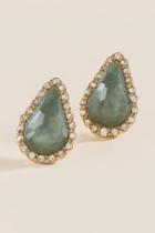 Francesca Inchess Liliana Teadrop Halo Studs In Olive - Olive