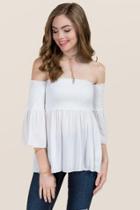 Alya Avery Smocked Off The Shoulder Top - White