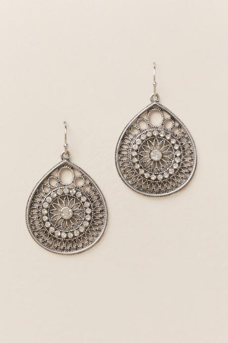 Francesca's Raven Filigree Teardrop Earring - Silver